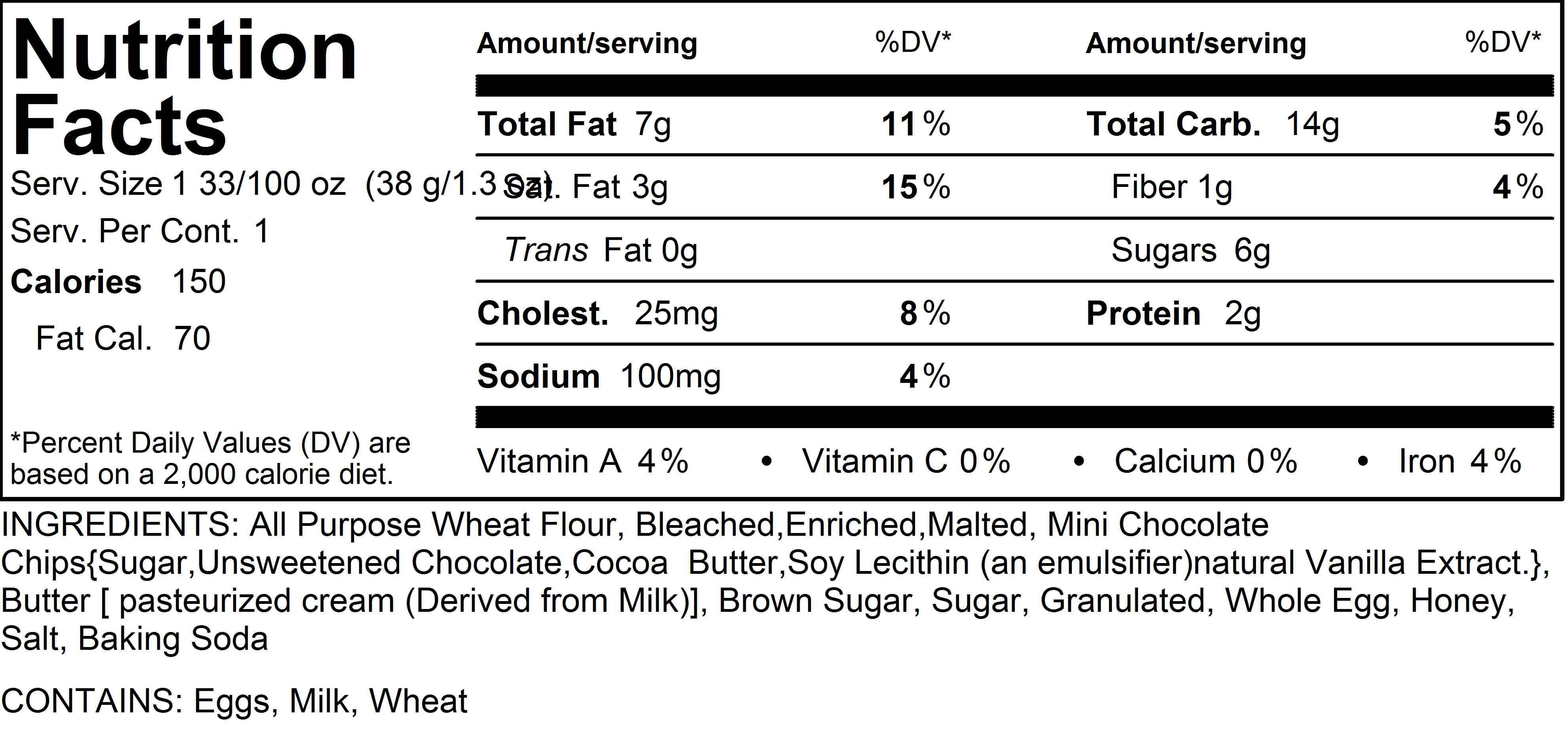 Made Good Chocolate Chip Cookies Nutrition Facts